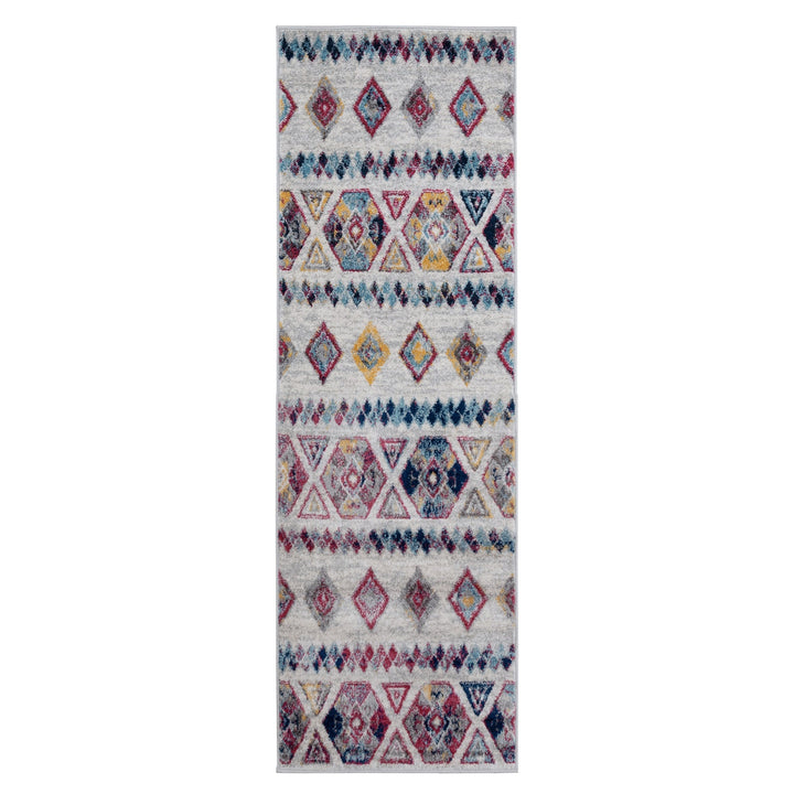 2 X 6 Ivory Geometric Power Loom Runner Rug Image 1