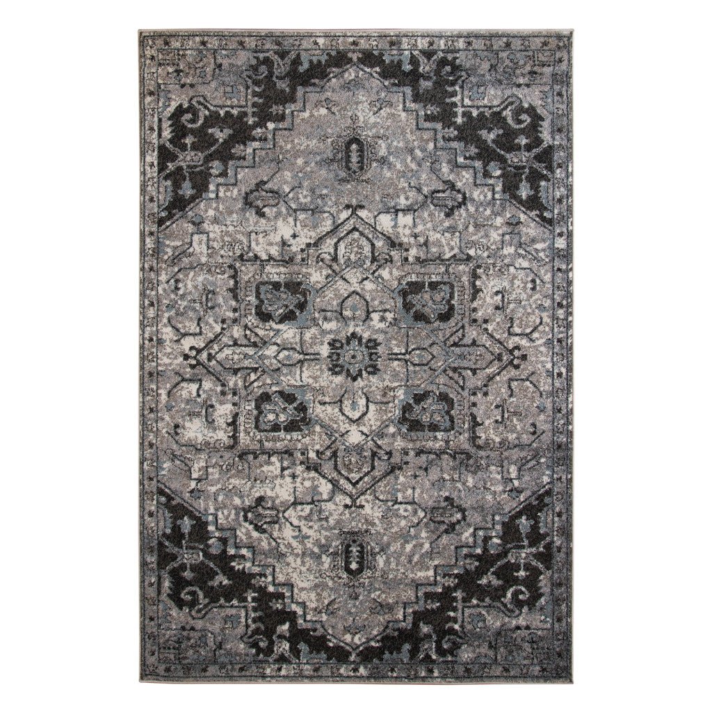 2 X 6 Gray Medallion Power Loom Runner Rug Image 8