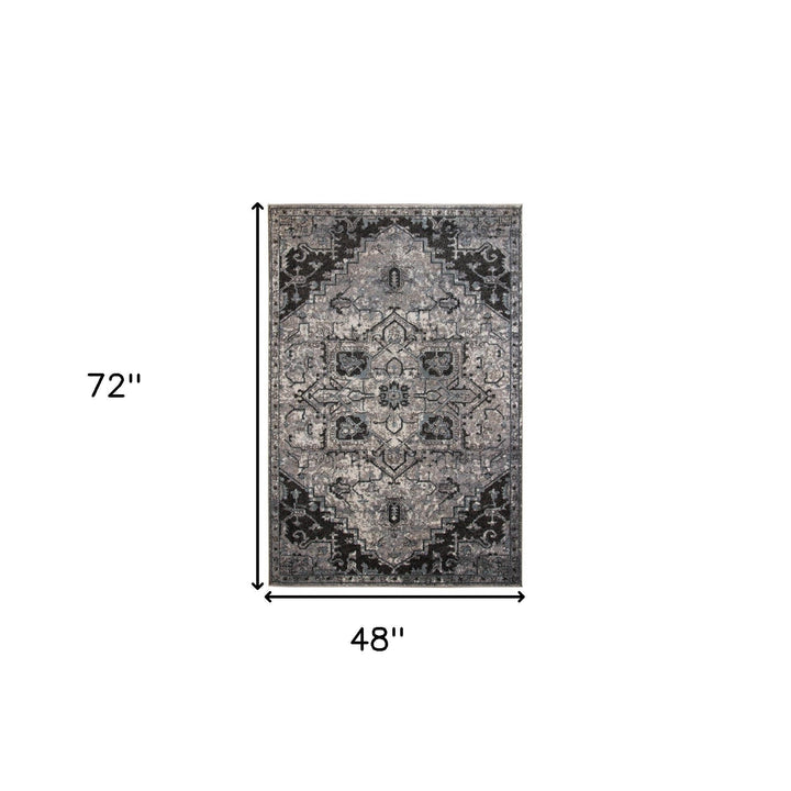 2 X 6 Gray Medallion Power Loom Runner Rug Image 11