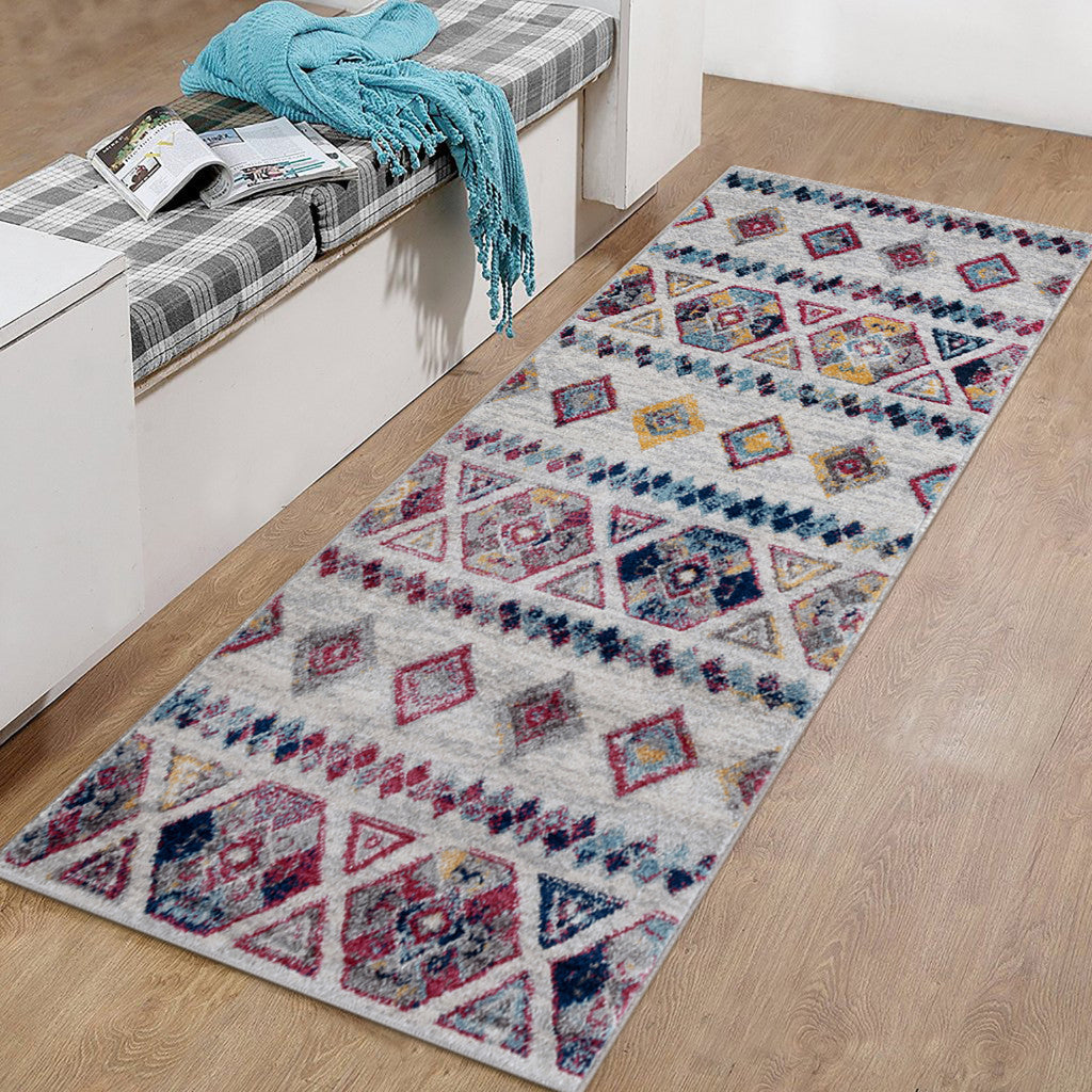 2 X 6 Ivory Geometric Power Loom Runner Rug Image 12