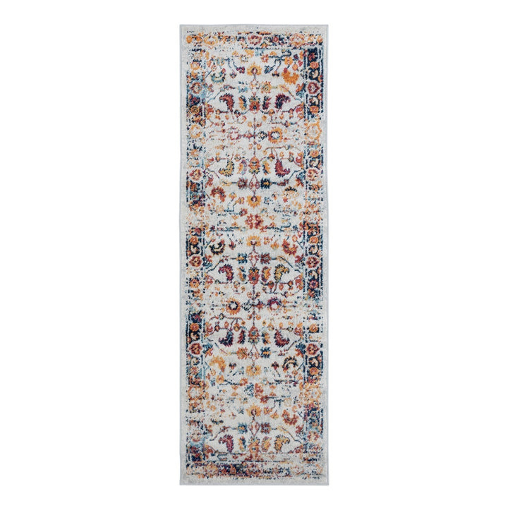 4 x 6 Orange Floral Power Loom Area Rug Image 1