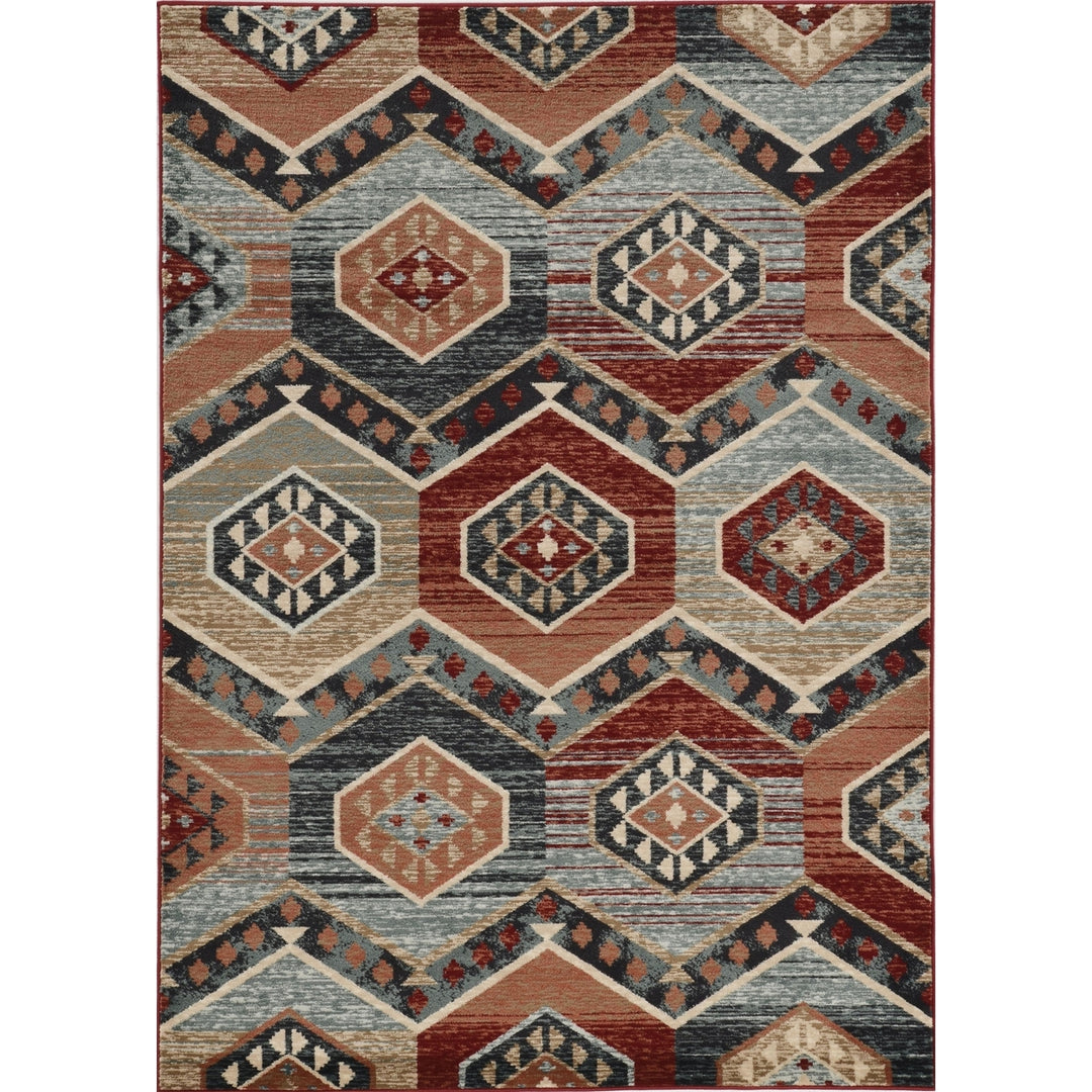 5 X 8 Red Aztec Diamond Area Rug Image 9