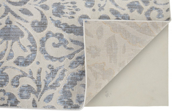 2 X 4 Blue Ivory And Tan Floral Distressed Stain Resistant Area Rug Image 8