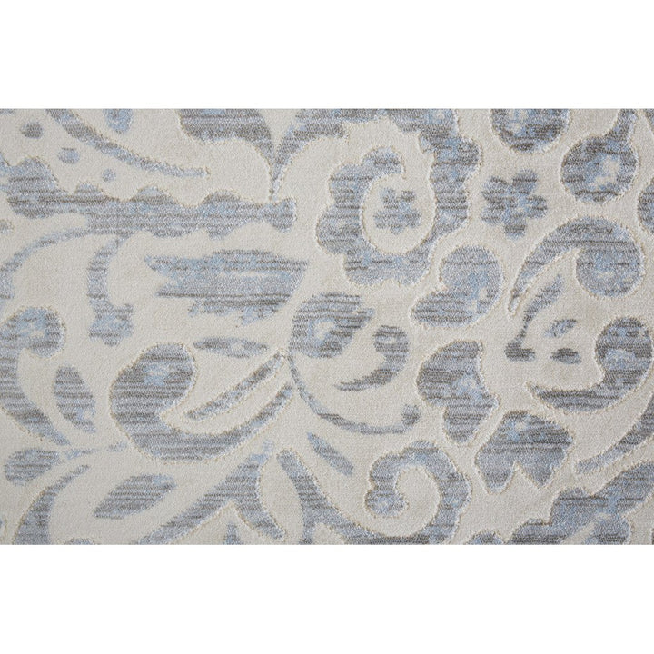 2 X 4 Blue Ivory And Tan Floral Distressed Stain Resistant Area Rug Image 5