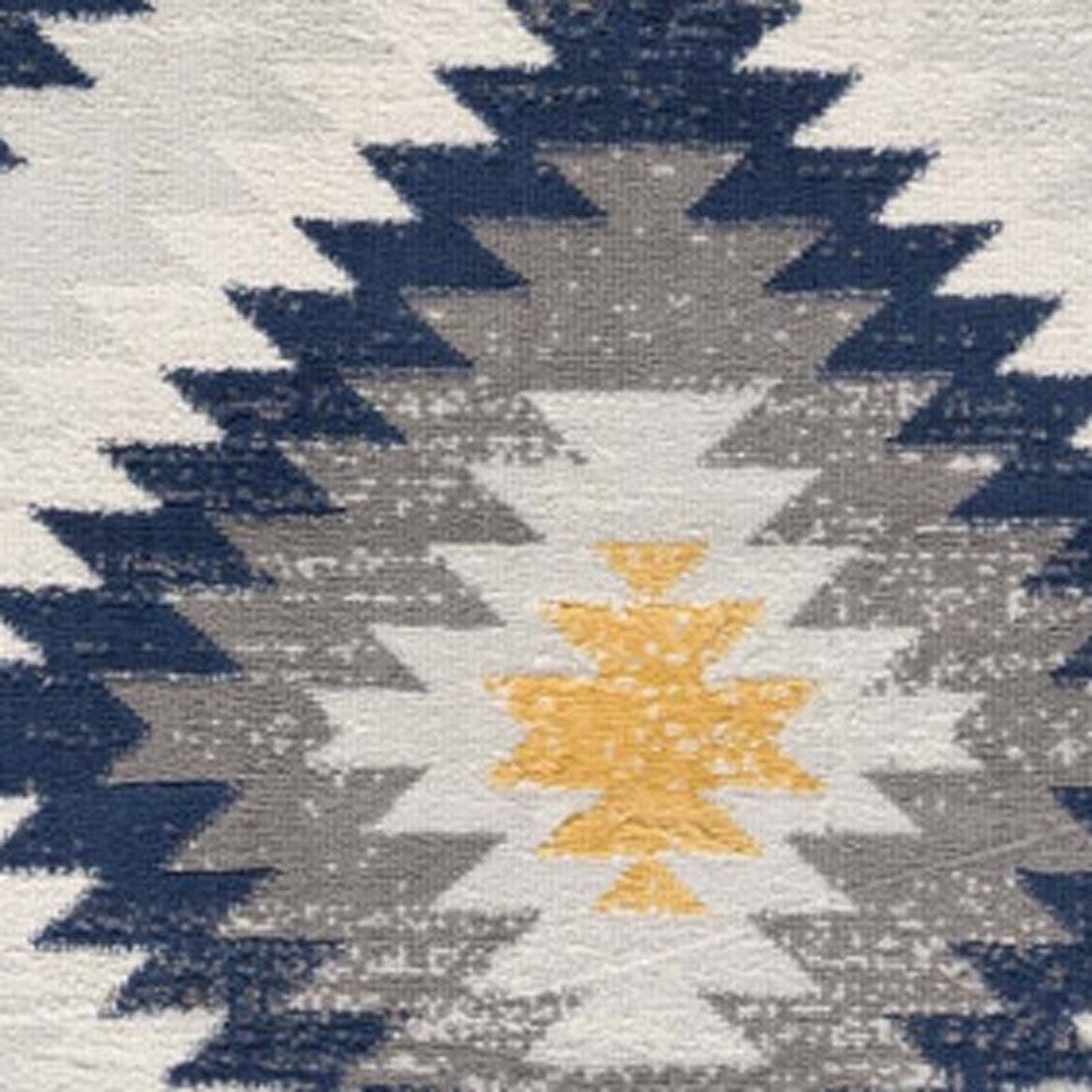 2 X 5 Blue Ikat Kilim Area Rug Image 9