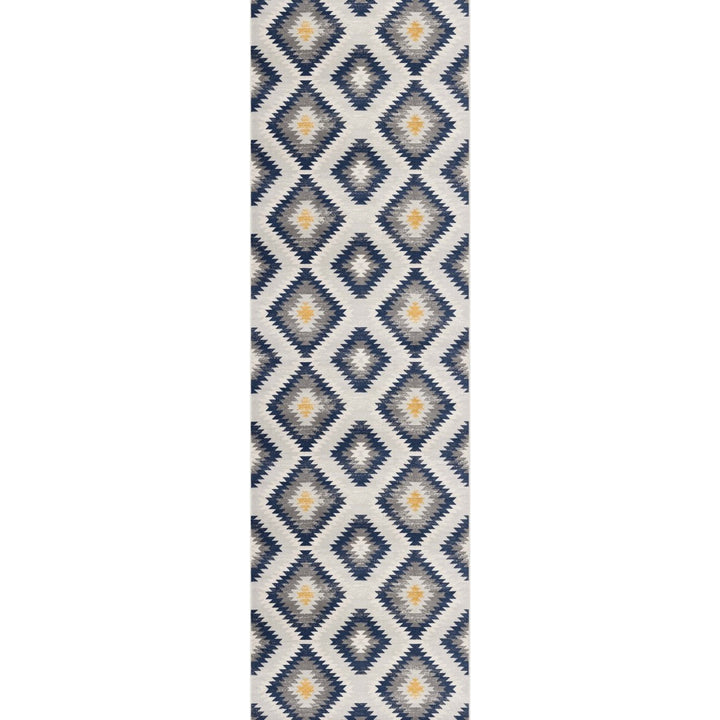 2 X 5 Blue Ikat Kilim Area Rug Image 10