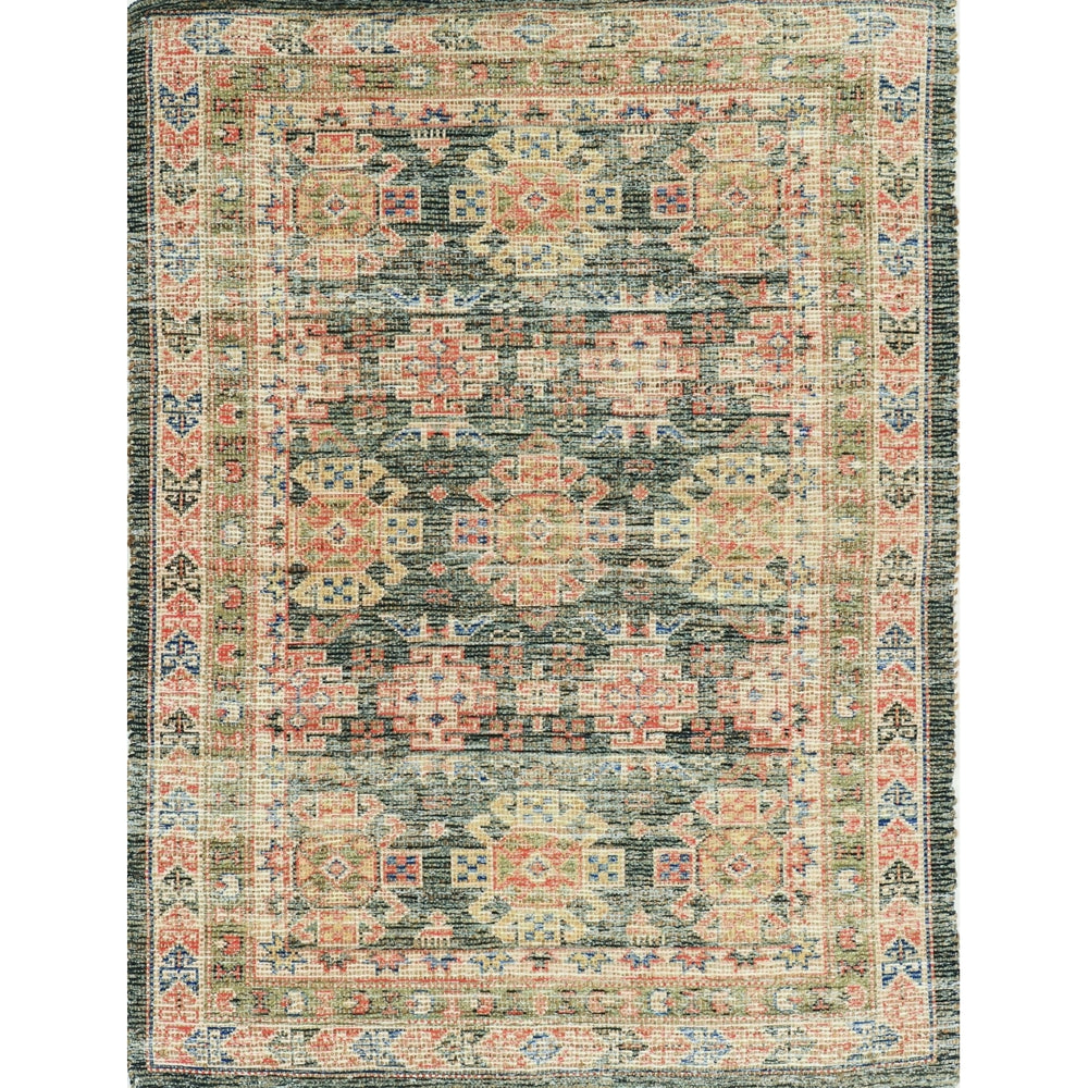 2 X 4 Charcoal Medallion Hand Woven Distressed Area Rug Image 2