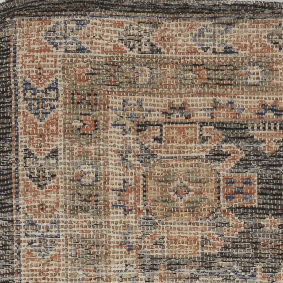 2 X 4 Charcoal Medallion Hand Woven Distressed Area Rug Image 4