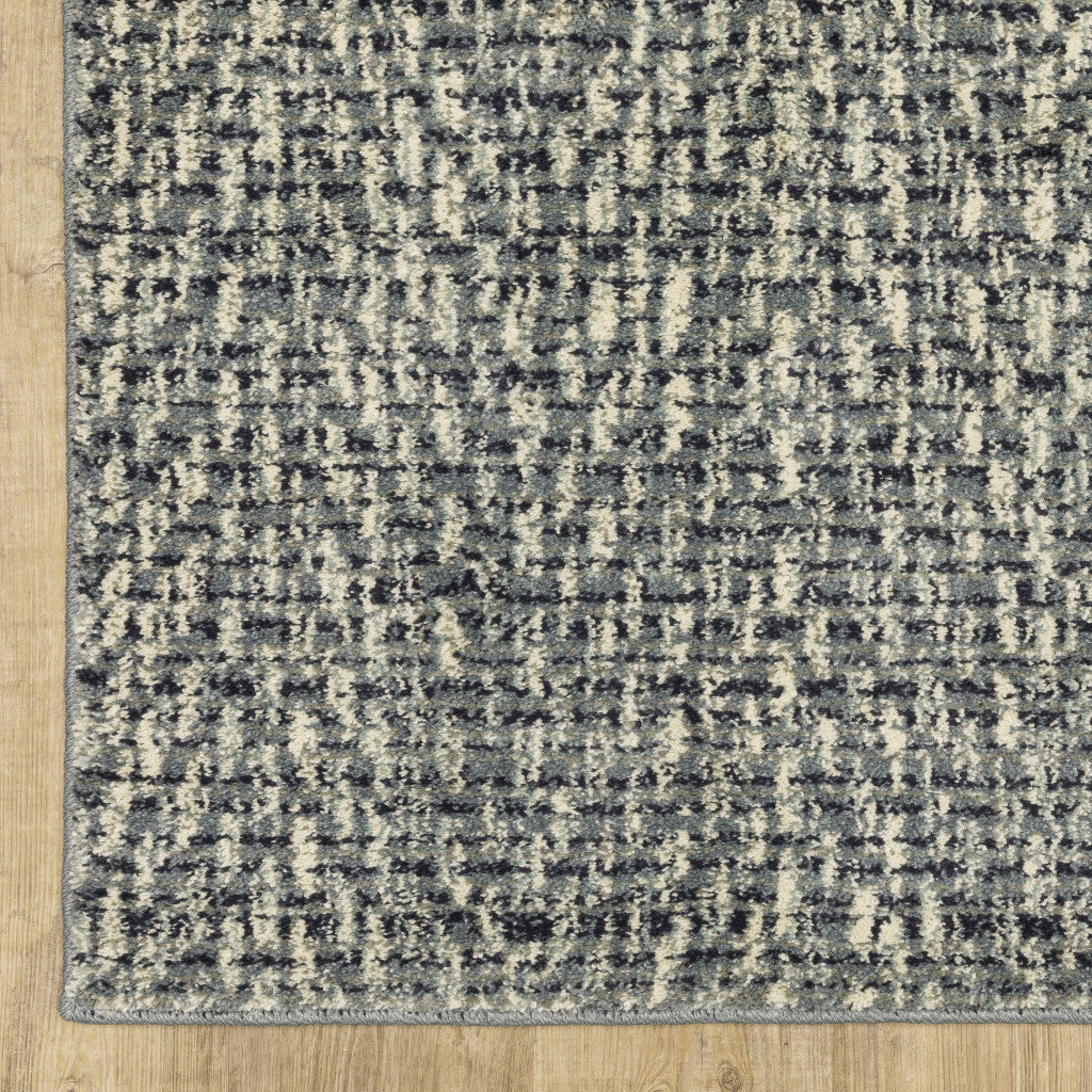 2 X 8 Blue Ivory Grey And Light Blue Geometric Power Loom Stain Resistant Runner Rug Image 3