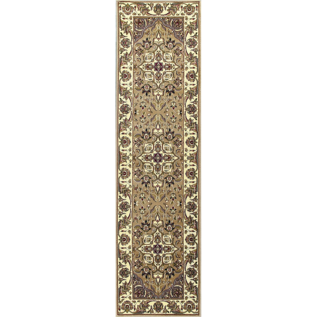 2 X 8 Beige Or Ivory Medallion Runner Rug Image 1