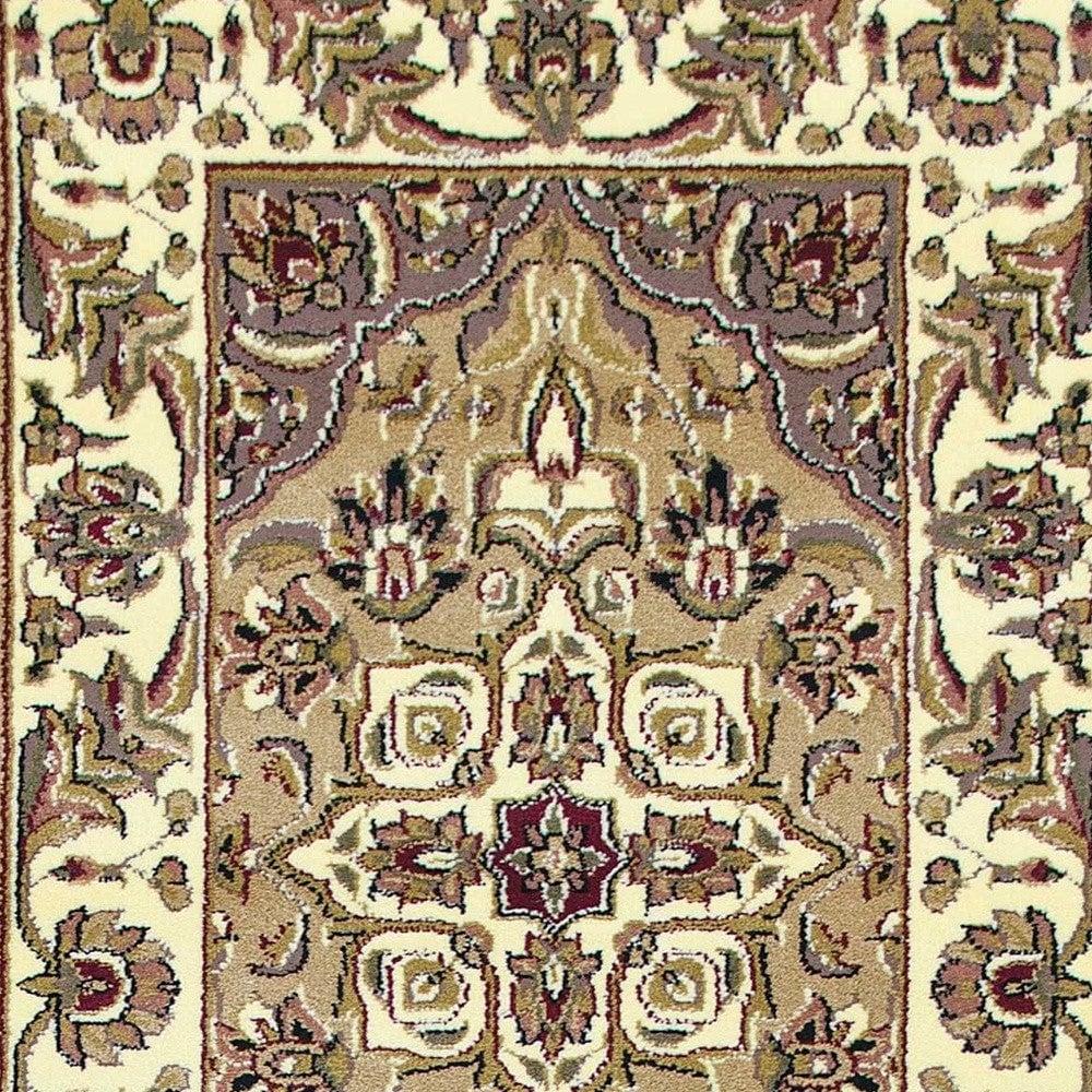 2 X 8 Beige Or Ivory Medallion Runner Rug Image 2