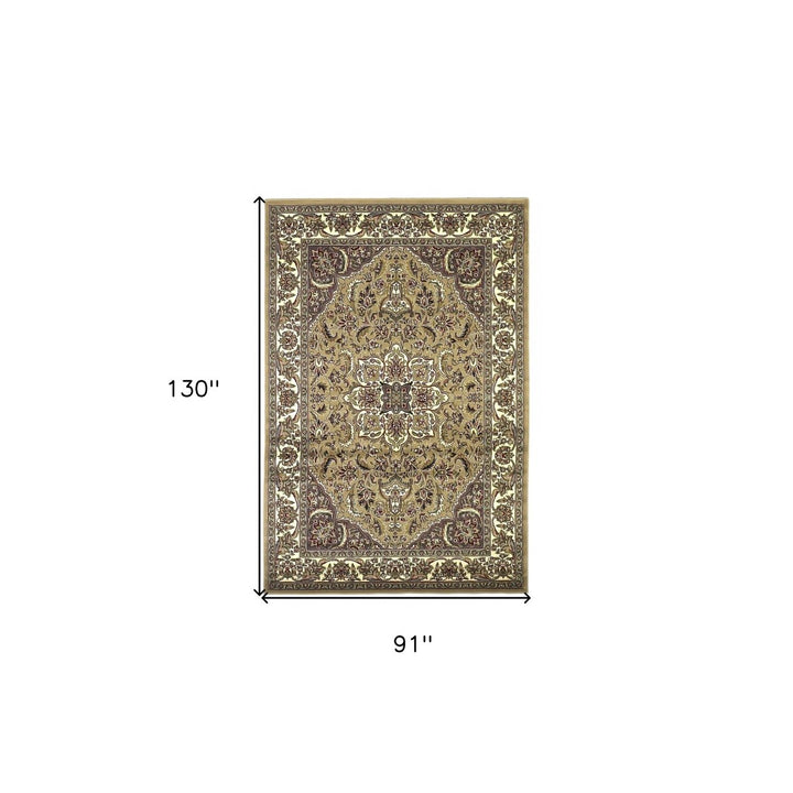 2 X 8 Beige Or Ivory Medallion Runner Rug Image 4