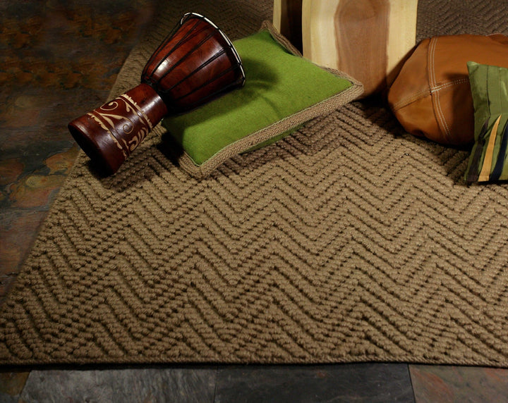 8 Natural Beige Hand Woven Herringbone Jute Indoor Runner Rug Image 1