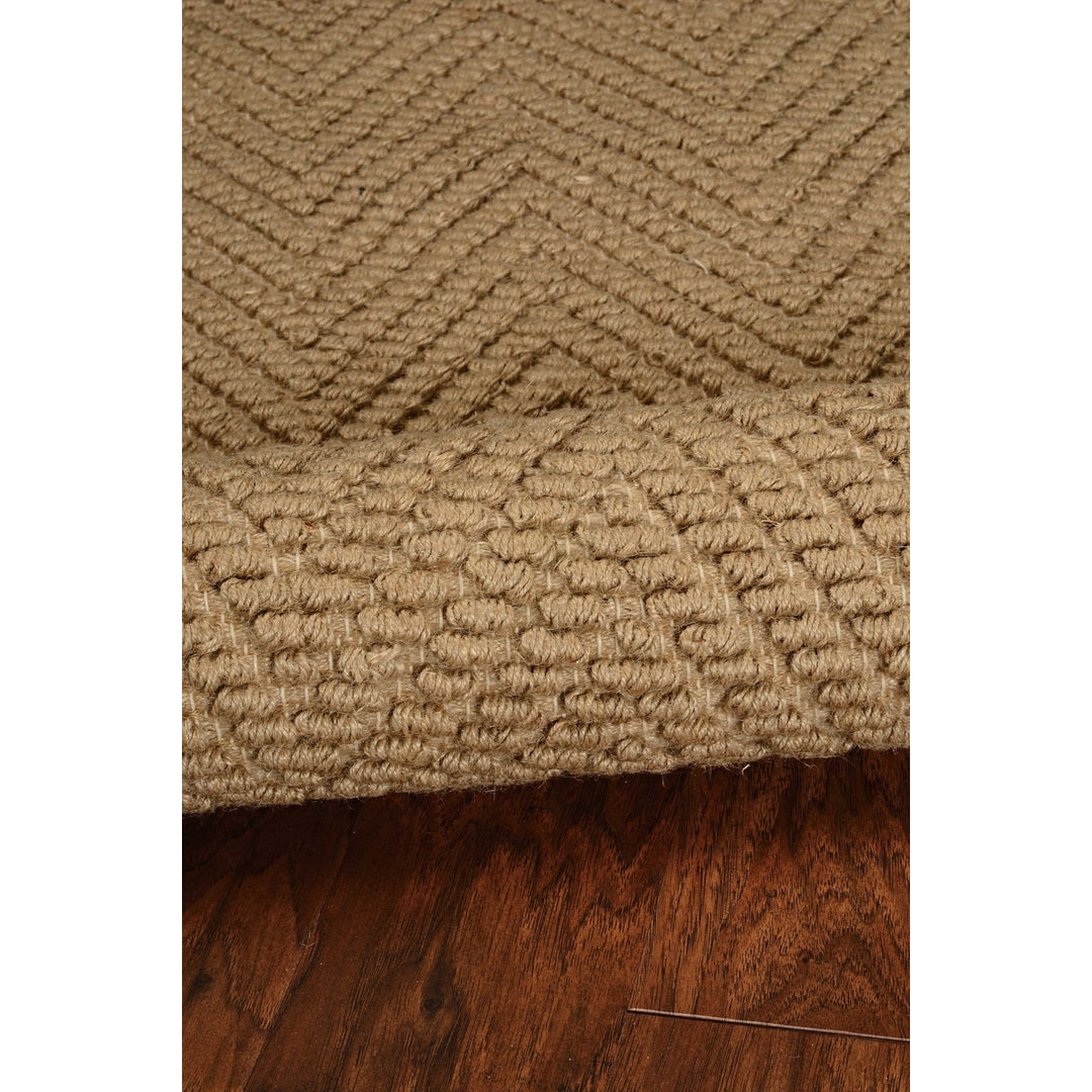 8 Natural Beige Hand Woven Herringbone Jute Indoor Runner Rug Image 4