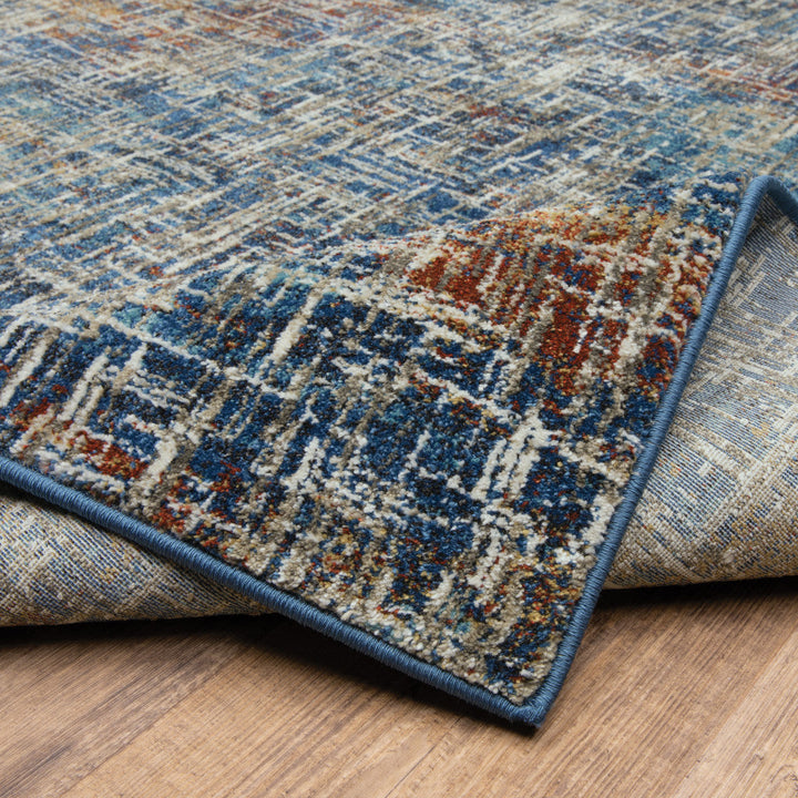 2 X 8 Blue Teal Gold Rust And Beige Abstract Power Loom Stain Resistant Runner Rug Image 9