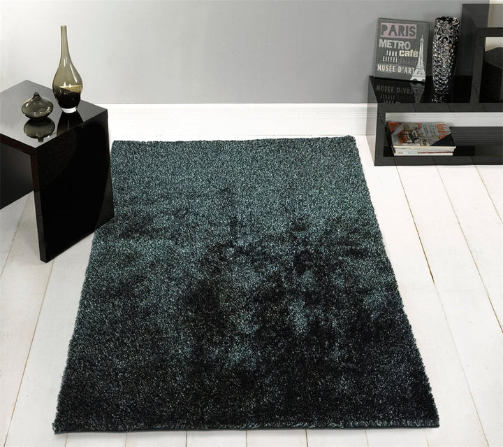 2 x 3 Black Shag Hand Tufted Area Rug Image 3