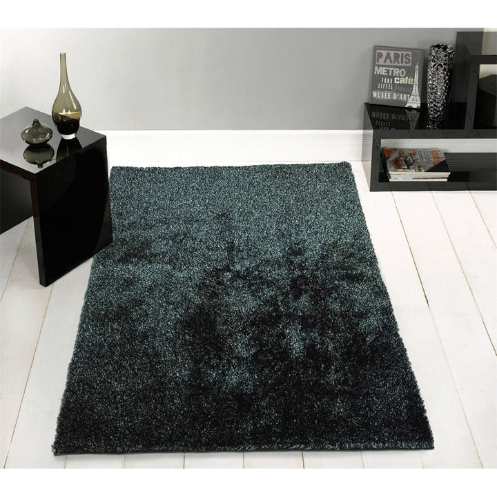 2 x 3 Black Shag Hand Tufted Area Rug Image 7