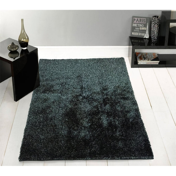 2 x 3 Black Shag Hand Tufted Area Rug Image 1