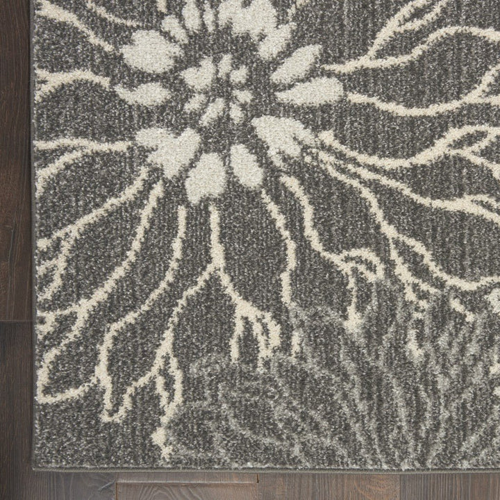 2 X 3 Blue And Gray Floral Power Loom Area Rug Image 1