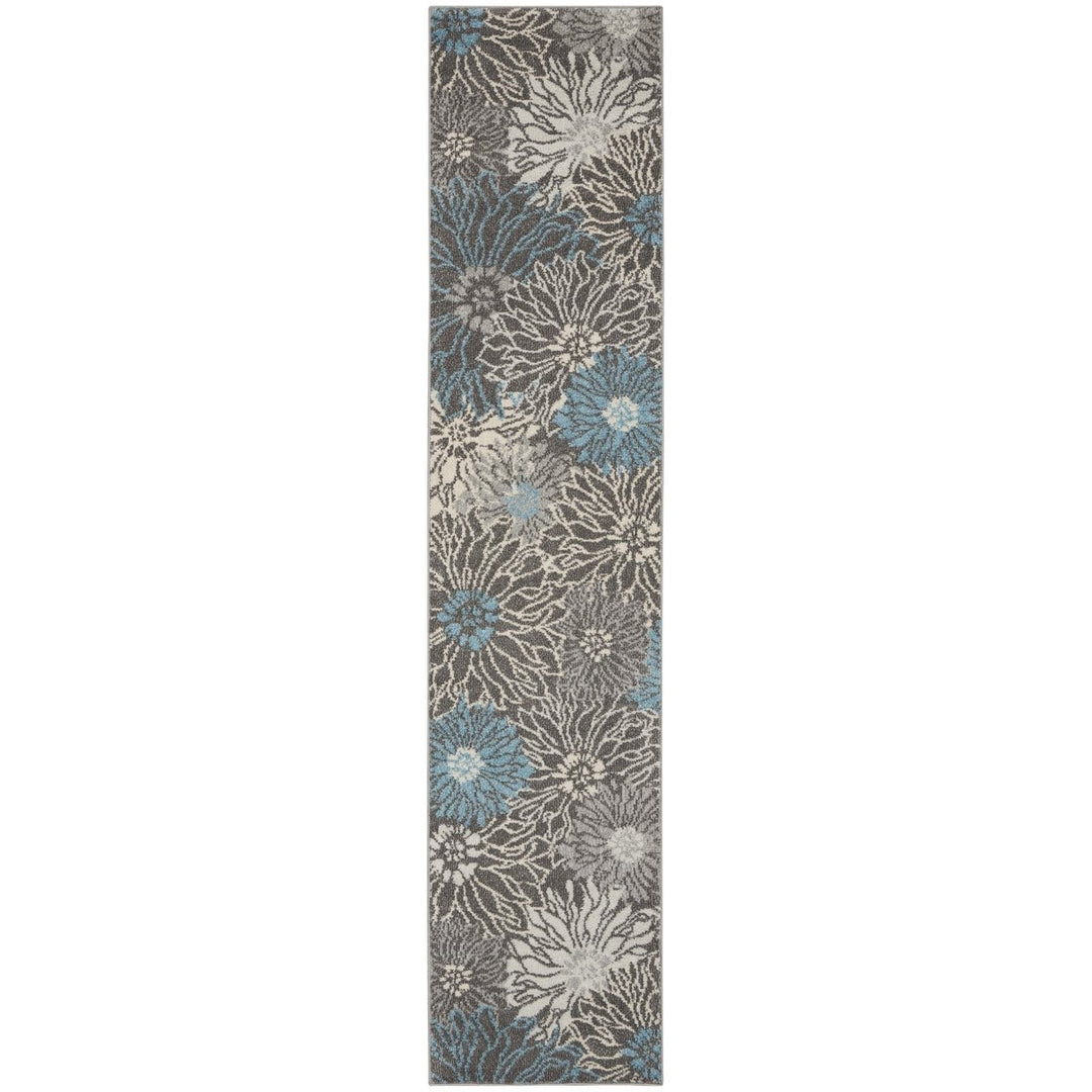 2 X 3 Blue And Gray Floral Power Loom Area Rug Image 3