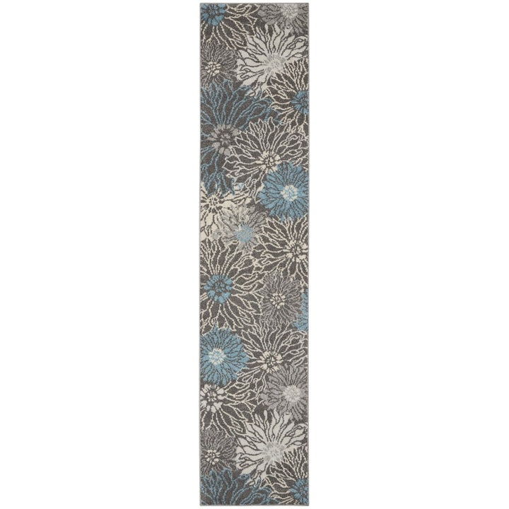 2 X 3 Blue And Gray Floral Power Loom Area Rug Image 3