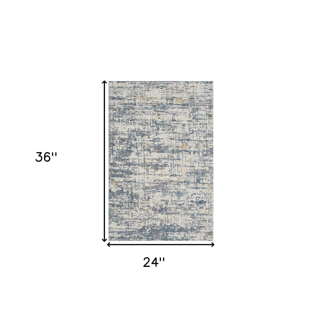 2 x 3 Blue and Ivory Abstract Area Rug Image 8