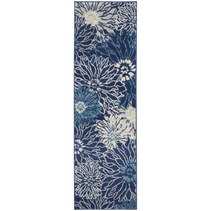 2 X 3 Blue And Ivory Floral Power Loom Area Rug Image 9