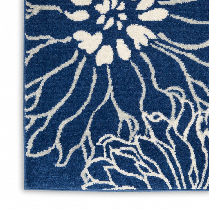 2 X 3 Blue And Ivory Floral Power Loom Area Rug Image 11