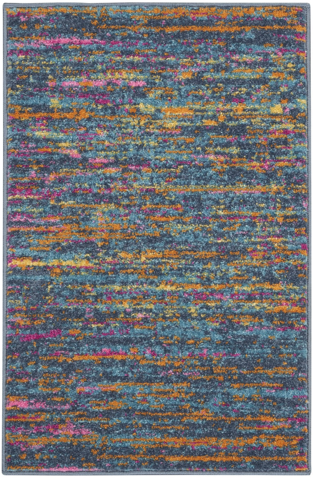 2 X 3 Blue And Orange Abstract Power Loom Area Rug Image 1