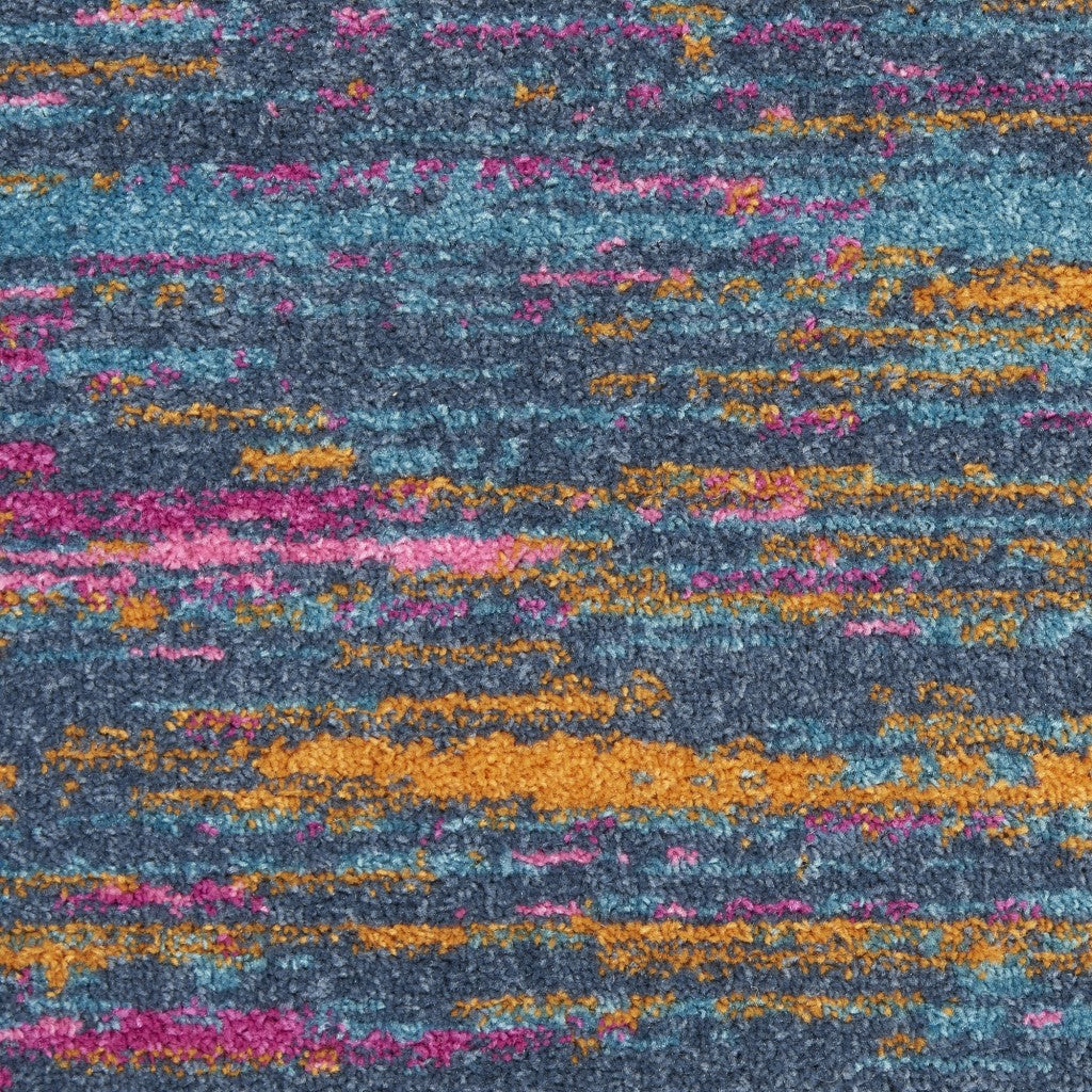 2 X 3 Blue And Orange Abstract Power Loom Area Rug Image 4