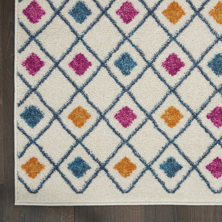 2 X 3 Blue And Ivory Geometric Dhurrie Area Rug Image 7