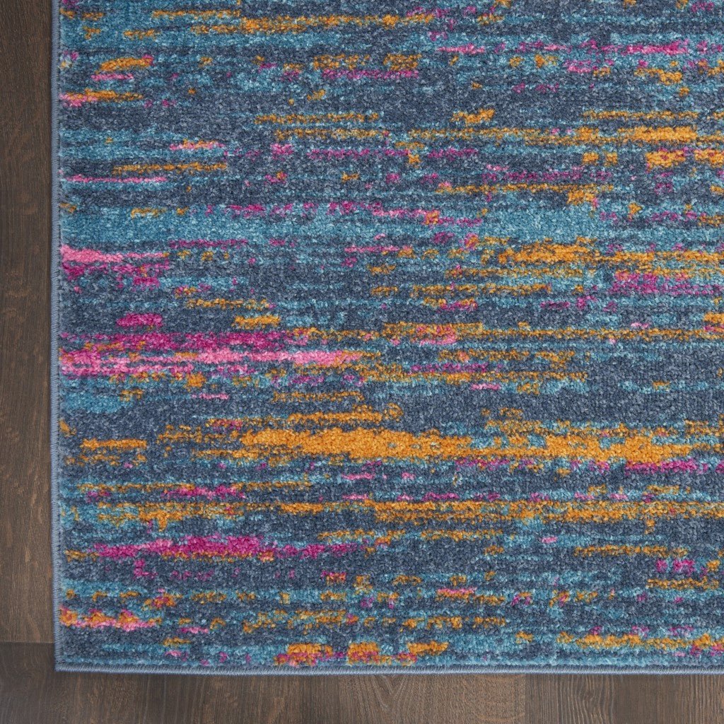 2 X 3 Blue And Orange Abstract Power Loom Area Rug Image 5