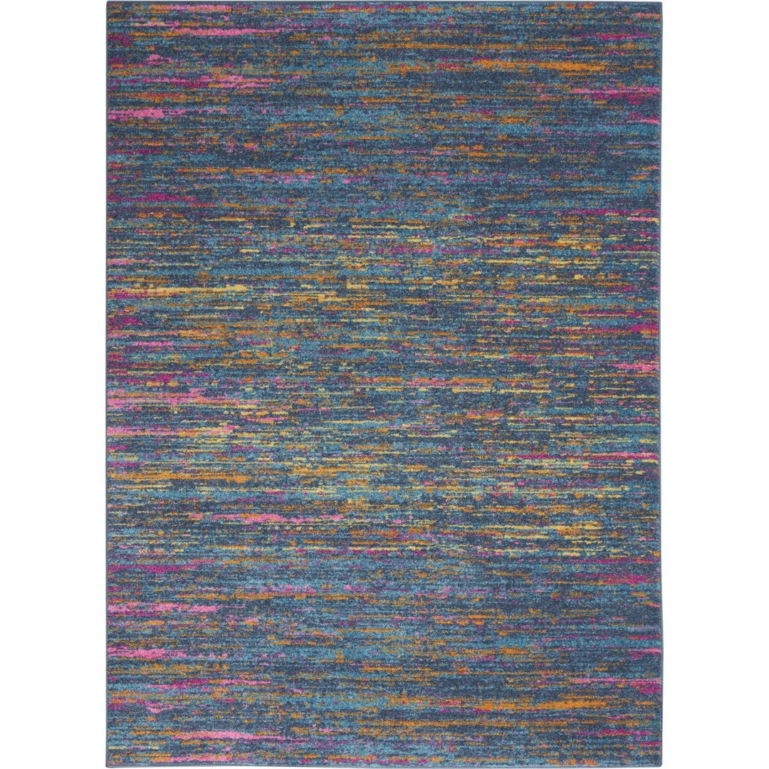 2 X 3 Blue And Orange Abstract Power Loom Area Rug Image 12