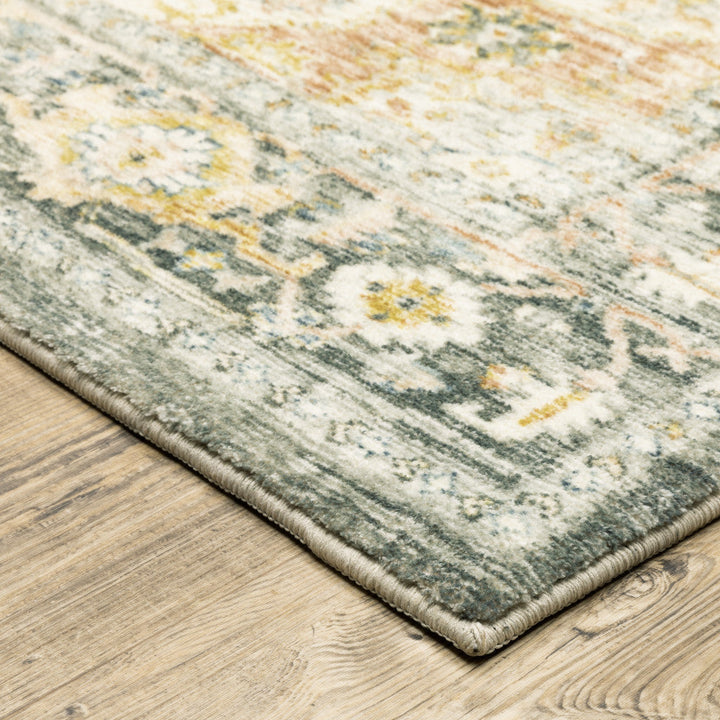 2 X 8 Gray And Ivory Oriental Power Loom Stain Resistant Runner Rug Image 6