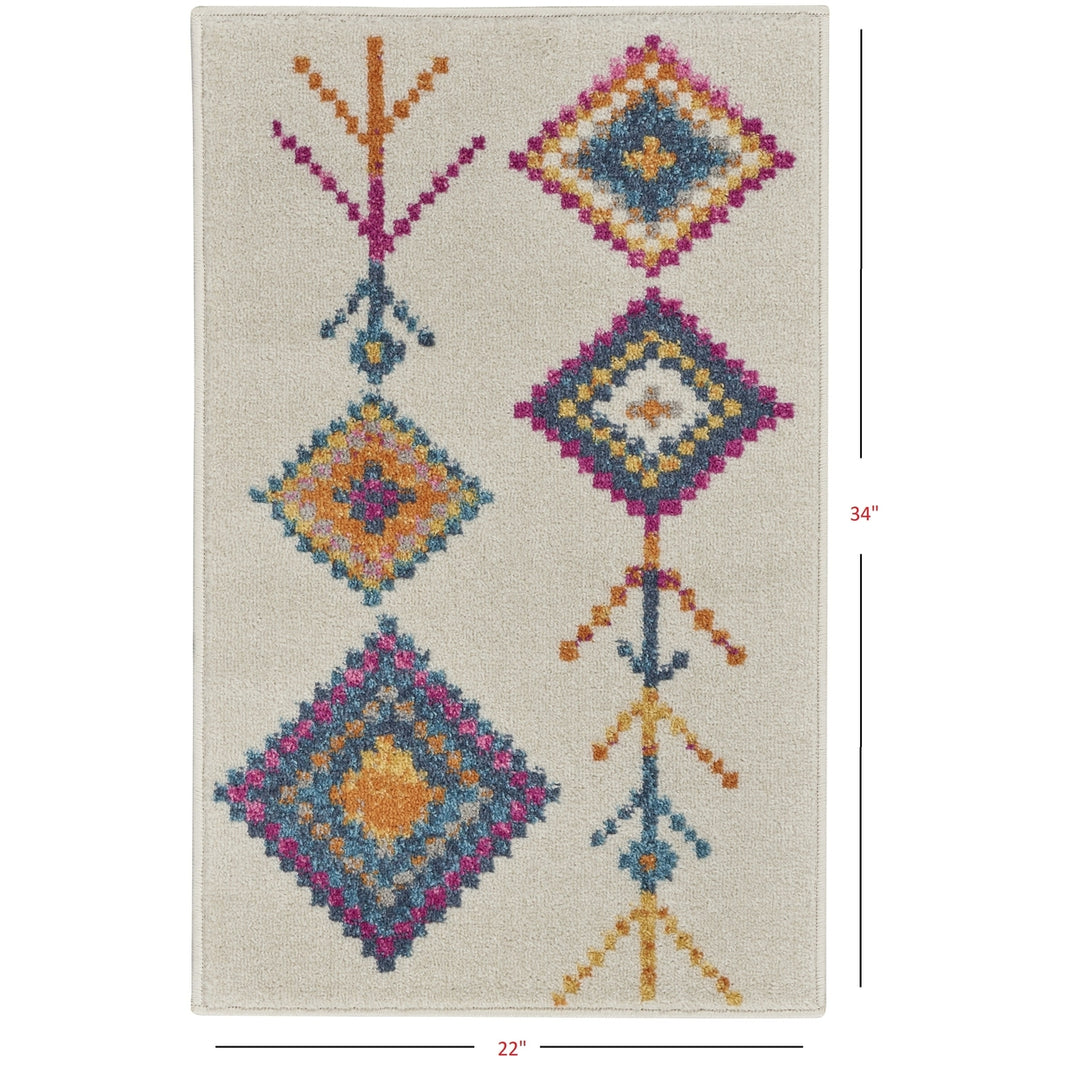 2 X 3 Ivory Geometric Berber Area Rug Image 3