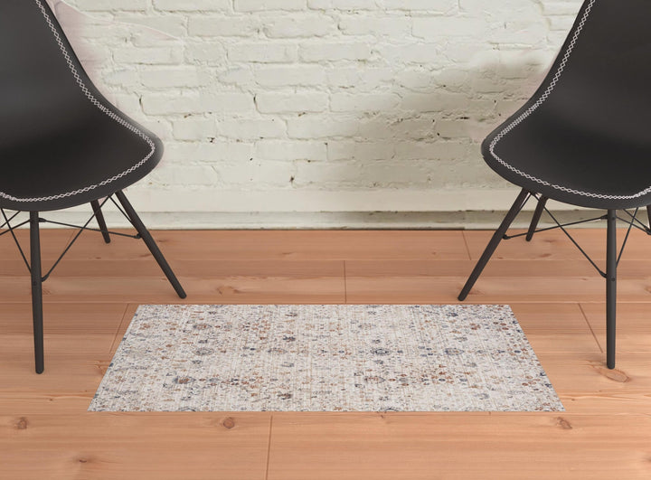 9 X 12 Ivory Floral Area Rug Image 1