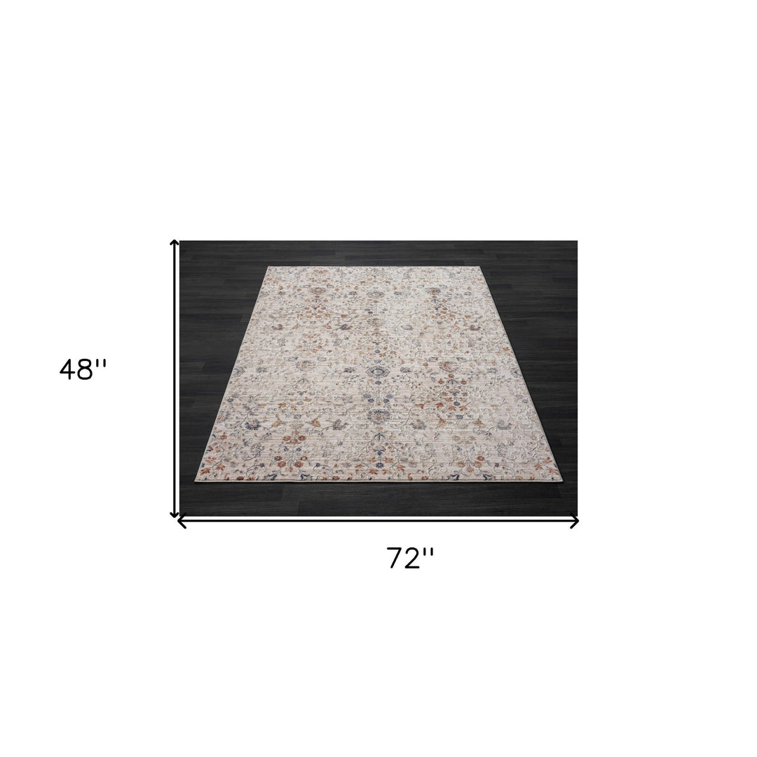 9 X 12 Ivory Floral Area Rug Image 1