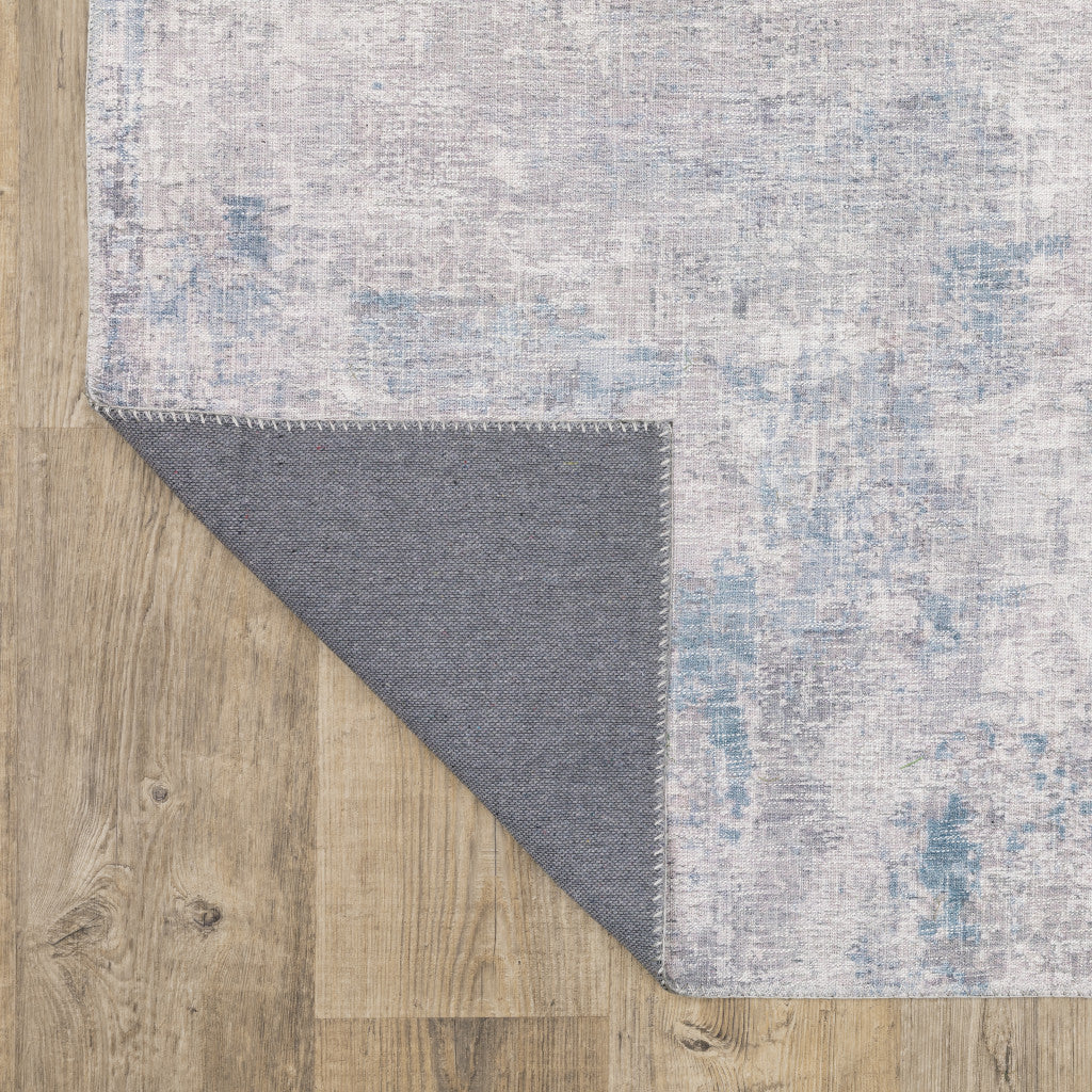 2 X 8 Grey And Blue Abstract Power Loom Stain Resistant Runner Rug Image 6