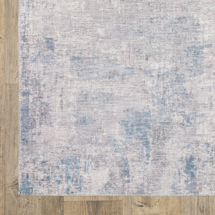 2 X 8 Grey And Blue Abstract Power Loom Stain Resistant Runner Rug Image 10