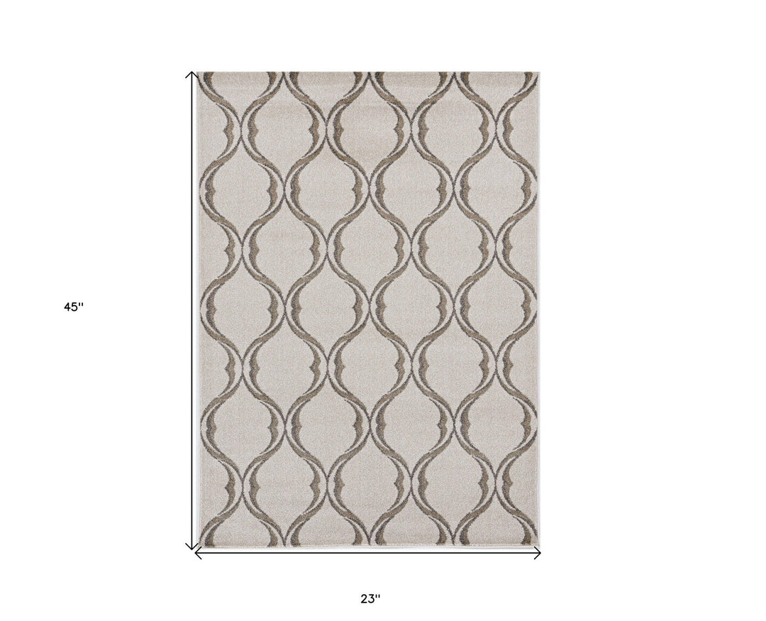 5 X 8 Sand Wavy Lines Area Rug Image 2