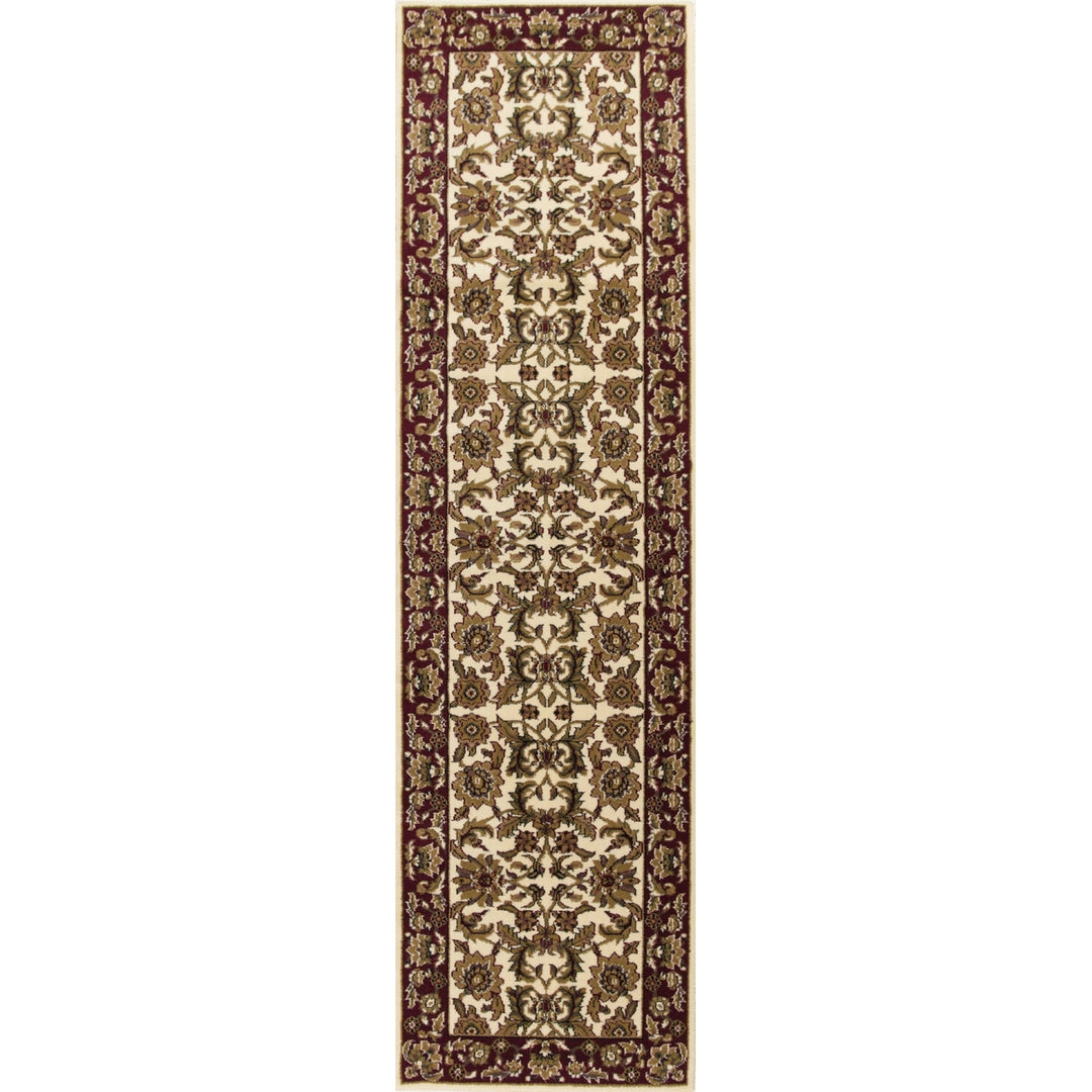 2 X 8 Ivory Or Red Traditional Bordered Runner Rug Image 1