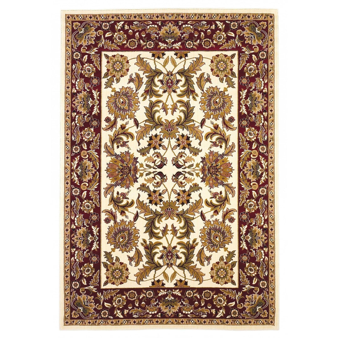 2 X 8 Ivory Or Red Traditional Bordered Runner Rug Image 2