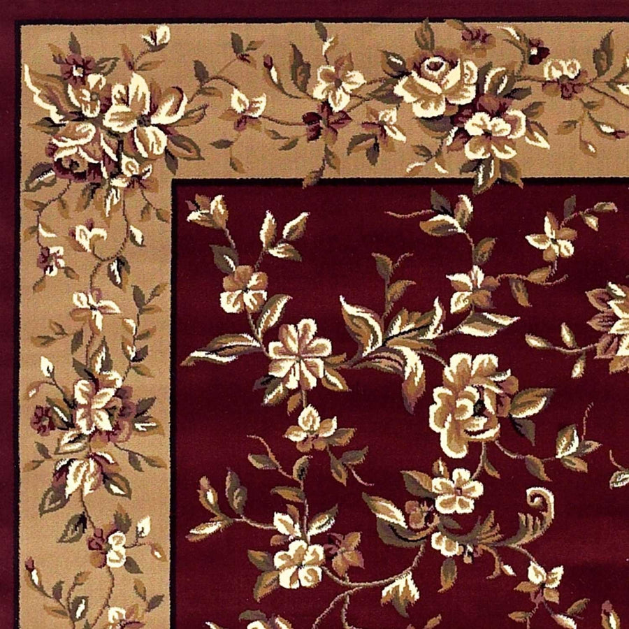 2 X 8 Red Or Beige Floral Runner Rug Image 1