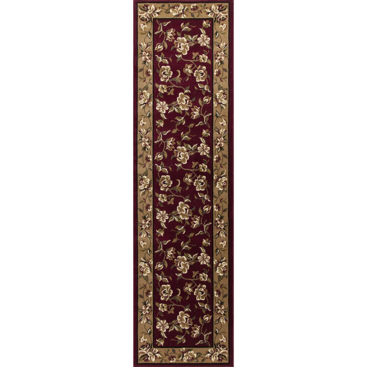 2 X 8 Red Or Beige Floral Runner Rug Image 2