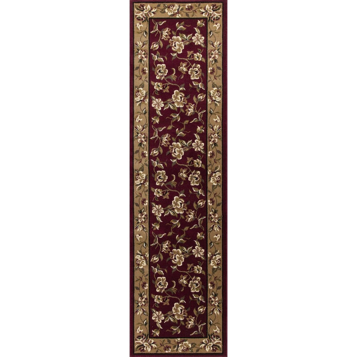 2 X 8 Red Or Beige Floral Runner Rug Image 1