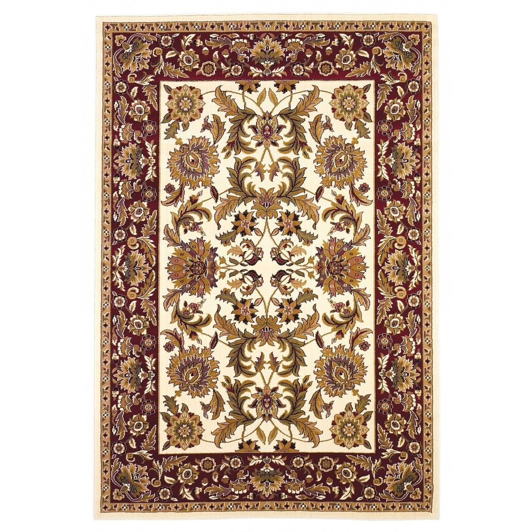 2 X 8 Ivory Or Red Traditional Bordered Runner Rug Image 5