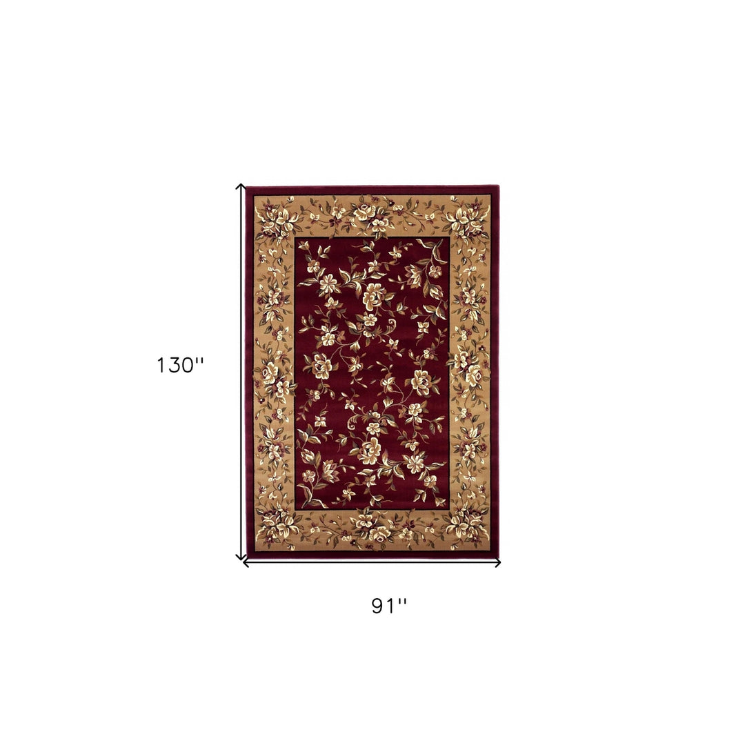 2 X 8 Red Or Beige Floral Runner Rug Image 5