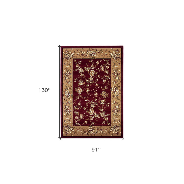 2 X 8 Red Or Beige Floral Runner Rug Image 5