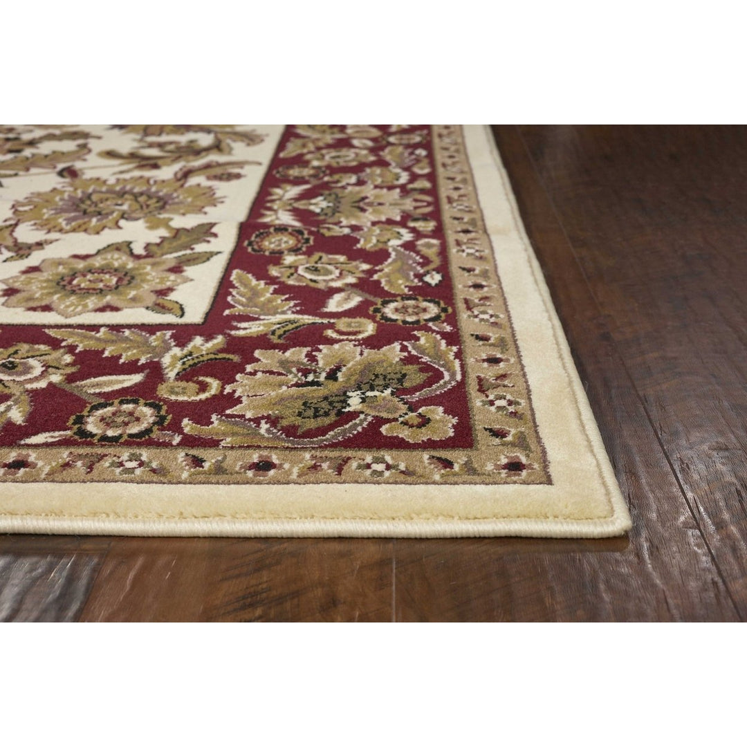 2 X 8 Ivory Or Red Traditional Bordered Runner Rug Image 1