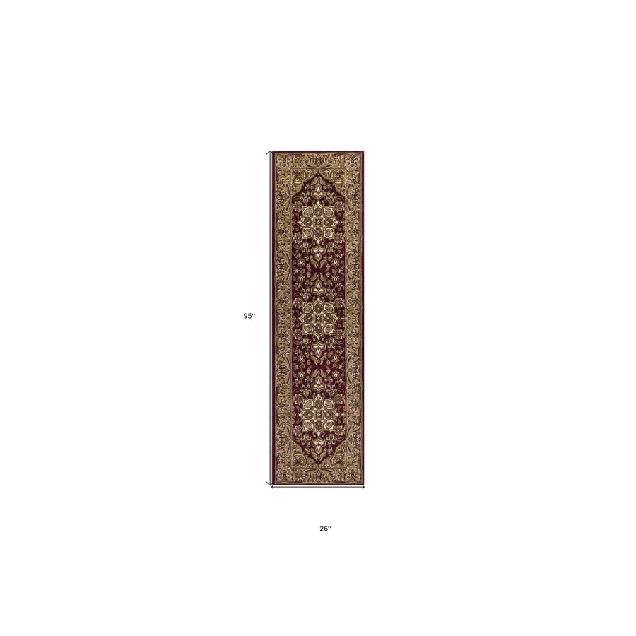 2 X 8 Red Or Beige Medallion Runner Rug Image 1